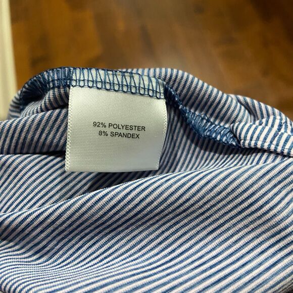 Peter Millar Summer Comfort Performance Polo Navy White Pinstripe Men's Size XL - Picture 7 of 9